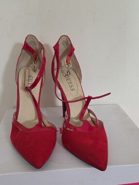 Guess Red Pointed-Strap Stiletto Heels